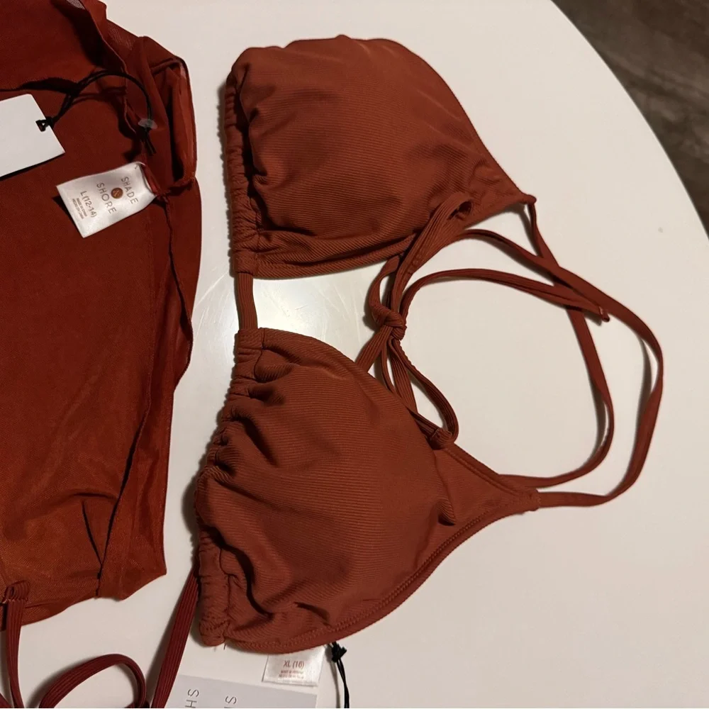 Women’s Rust Red Bikini Set with Skirt - Shade And Shore